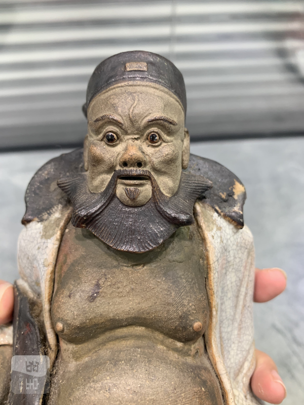 清晚期哥釉钟馗塑像 - 图7
